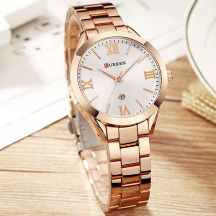 Gouden Luxe Horloge voor Dames - Roestvrij Staal Armband 3 ATM Kwarts Polshorloge Blauw
