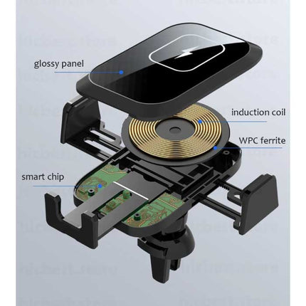Qi Draadloze Autolader met Quick Charge 3.0 Adapter - Dashboard Stand Oplader Universeel Wireless Car Charging Pad Zwart