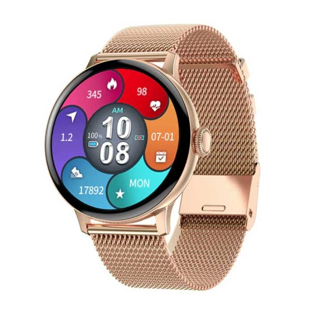 Randloze Smartwatch Mesh Bandje Fitness Sport Activity Tracker Horloge Android Goud