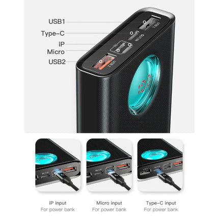 Powerbank met 5 Poorten en Quick Charge 3.0 - 20.000mAh LED Display Externe Noodaccu Batterij Oplader Charger Zwart