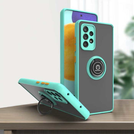 Samsung Galaxy S10 Hoesje met Ring Kickstand en Magneet - Schokbestendige Cover Case Lichtblauw