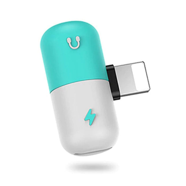 iPhone Lightning Oplader + Headphone Audio Splitter Adapter Blauw