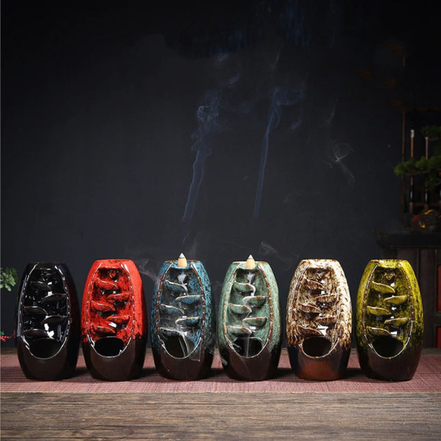 Aromatherapie Sier Wierookbrander Waterval Terugstromen - Backflow Incense Burner Feng Shui Decor Ornament Groen