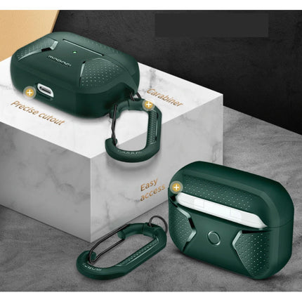 Shockproof Hoesje voor AirPods Pro met Karabijnhaak - AirPod Case Cover Skin - Groen