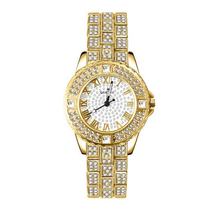 Diamond Horloge voor Dames - Luxe Strass Kwarts Polshorloge Goud