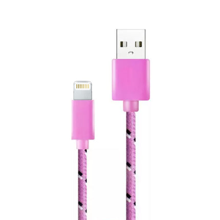 iPhone/iPad/iPod Lightning USB Oplaadkabel Gevlochten Nylon Oplader Data Kabel Data 1 Meter Roze