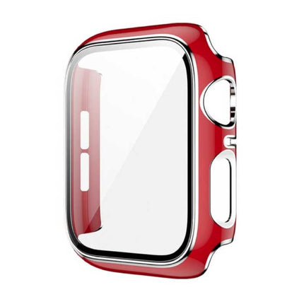 Plated Hoesje voor iWatch Series 38mm - Hard Bumper Case Cover Zilver Rood