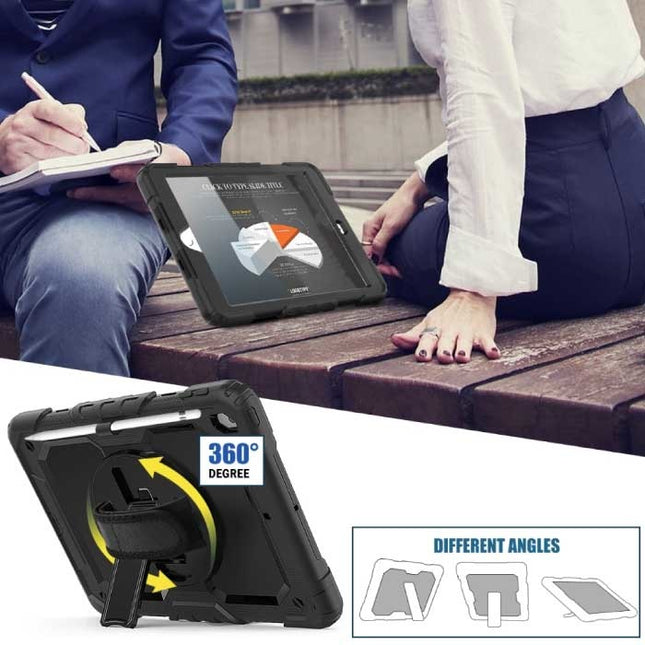 Armor Hoesje voor iPad Mini 4 met Kickstand / Polsband / Pennenhouder - Heavy Duty Cover Case Blauw