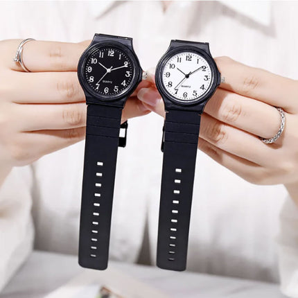 Siliconen Horloge - Kwarts Polshorloge Voor Dames Studenten - Zwart-Wit