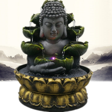 Sier Waterval Boeddha Beeld - LED Fontein Decor Feng Shui Ornament