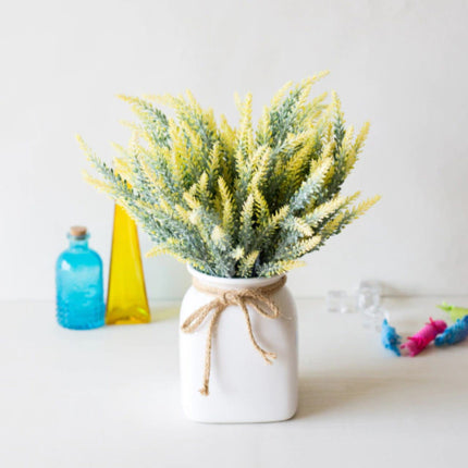 Kunst Boeket met Vaas - Lavendel Plastic Bloemen Luxe Boeketten Decor Ornament Geel