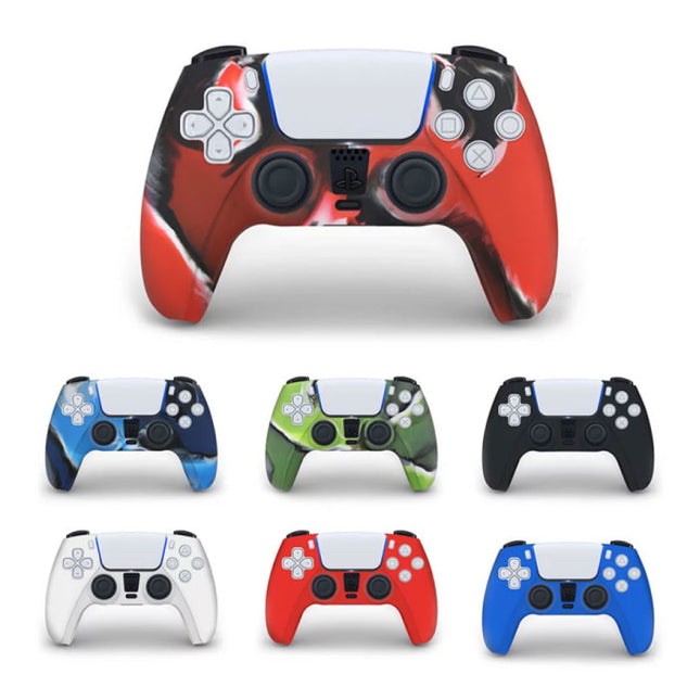 Antislip Hoes / Skin voor PlayStation 5 Controller Case - Grip Cover PS5 - Camo Blauw