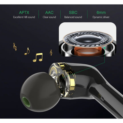 BW-FYE8 Draadloze Oordopjes - TWS Oortjes True Touch Control Oortjes Oordopjes Bluetooth 5.0 Wireless Buds Earphones Oortelefoon Zwart