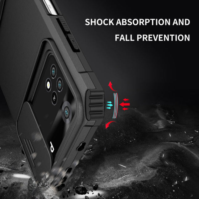 Xiaomi Poco X3 NFC - Kickstand Hoesje met Camera Slide - Cover Case Blauw