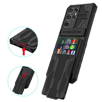 Samsung Galaxy A21s - Armor Card Slot Hoesje met Kickstand - Wallet Cover Case Roze