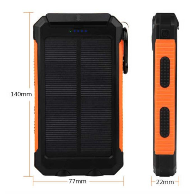 Solar Charger 20.000mAh met Zaklamp - Externe Powerbank Zonnepaneel Noodaccu Batterij Oplader Zon Wit