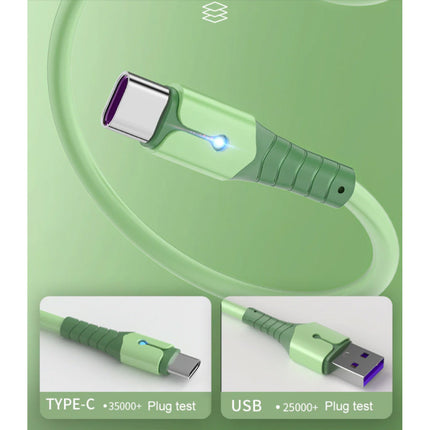 Vloeibare Siliconen Oplaadkabel voor Micro-USB - 5A Datakabel 1 Meter Oplader Kabel Roze