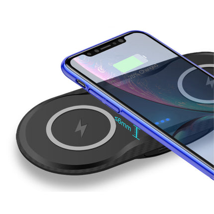 2 in 1 Qi Universele Draadloze Oplader 10W Wireless Charging Pad Zwart