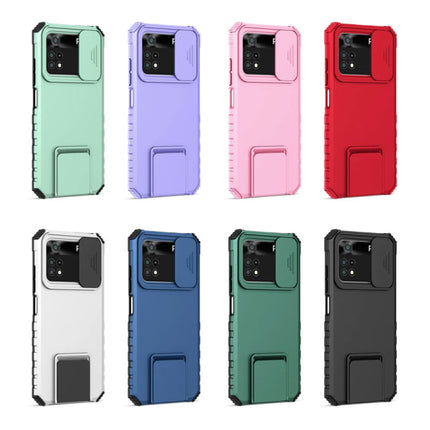 Xiaomi Poco X4 Pro (5G) - Kickstand Hoesje met Camera Slide - Cover Case Donkergroen