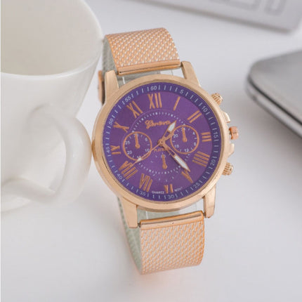 Luxe Horloge voor Dames - Modieus Kwarts Uurwerk Mesh Bandje Paars