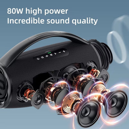 S97 Draadloze Luidspreker met Handgreep - Bluetooth 5.2 TWS 80W RGB Boom Box - Zwart 