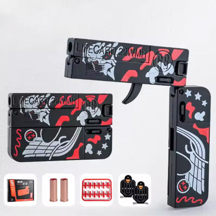 Lifecard Vouwbaar Soft Bullet Pistool - Speelgoed Shell Geweer - Zwart Grijs Rood
