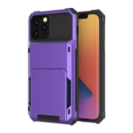 Kaarthouder Hoesje voor iPhone 12 - Wallet Card Slot Portemonnee Flip Cover Case - Paars