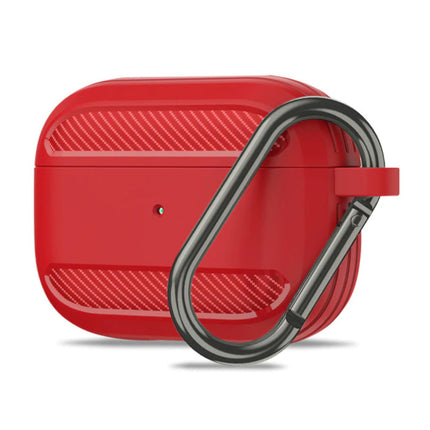 Shockproof Hoesje voor AirPods Pro  met Karabijnhaak - AirPod Case Cover Skin - Rood