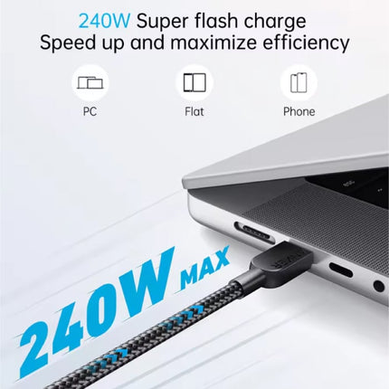 USB-C naar USB-C Oplaadkabel - 240W Type C Datakabel 180 cm Oplader Kabel - Wit