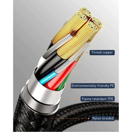 3 in 1 Oplaadkabel - iPhone Lightning / USB-C / Micro-USB - 1.2 Meter Oplader Gevlochten Nylon Data Kabel Zwart