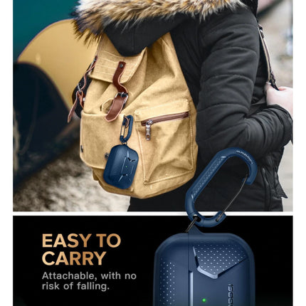 Shockproof Hoesje voor AirPods Pro met Karabijnhaak - AirPod Case Cover Skin - Blauw