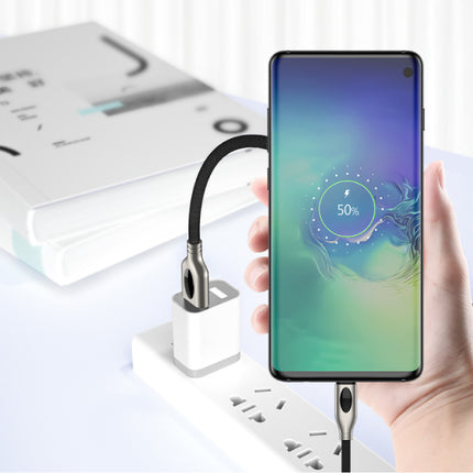USB-C Oplaadkabel 1.8 Meter Quick Charge 4.0 Gevlochten Nylon Oplader Data Kabel Android  Zwart