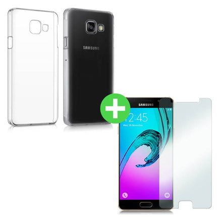 Samsung Galaxy A3 2016 Transparant TPU Hoesje + Screen Protector Tempered Glass 