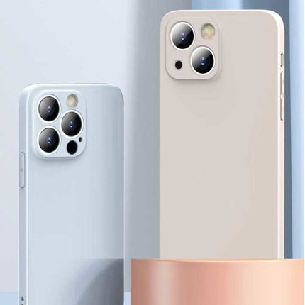 iPhone 14 Pro Square Silicone Hoesje - Zachte Matte Case Liquid Cover Lichtpaars