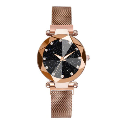 Starry Night Horloge Dames - Luxe Anoloog Kwarts Uurwerk voor Vrouwen Goud