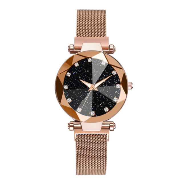 Starry Night Horloge Dames - Luxe Anoloog Kwarts Uurwerk voor Vrouwen Goud