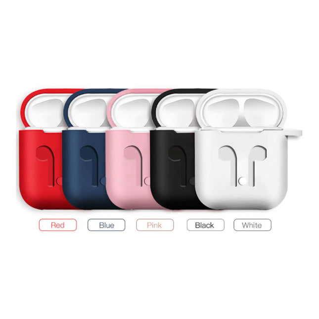 6 in 1 Kit voor AirPods 1 / 2 Roze - Hoesje / Anti-Lost Strap / Karabijnhaak / Opbergdoosje / Draagband / 2x Stofkap