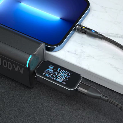 USB Type C naar USB Type C Magnetische Oplaadkabel - 1 Meter - 100W USB-C Fast Charging Oplader Data Kabel - Zwart