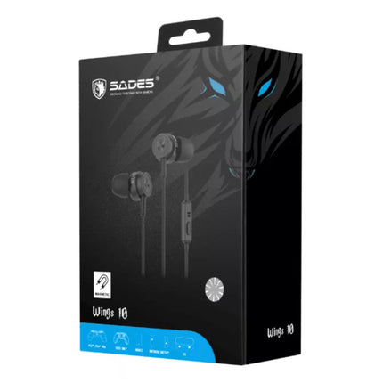 Wings 10 Oordopjes met Microfoon - 3.5mm AUX Oortjes Wired Earphones Oortelefoon Zwart