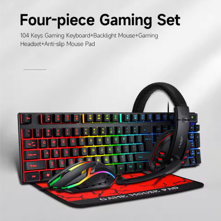 4-in-1 Gaming Toetsenbord / Koptelefoon / Muis / Muismat - RGB - QWERTY 