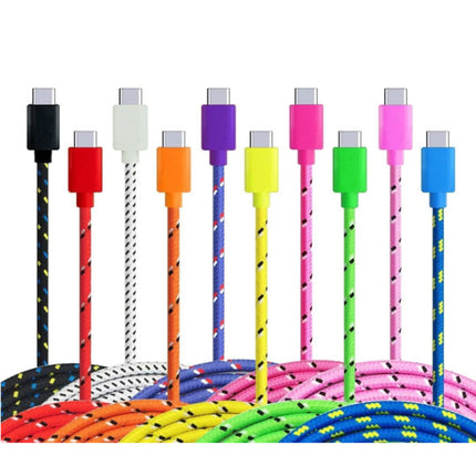 USB-C Oplaadkabel 2 Meter Gevlochten Nylon - Tangle Resistant Oplader Data Kabel Oranje