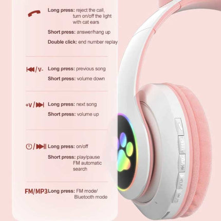 Draadloze Koptelefoon met Kattenoren - Kitty Headset Wireless Headphones Stereo Zwart