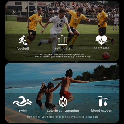 Zeus 5 Pro Smartwatch - Slaapmonitor Hartslag Zuurstof Sport Activity Tracker Waterdicht Zwart