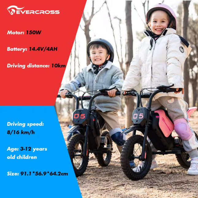 EV05M Elektrische Motorfiets - Scooter Kinderen - 12" Wielen - Roze