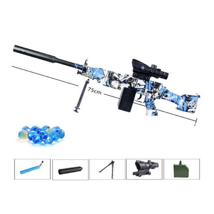 Elektrische Gel Blaster met 10.000 Balletjes - M249 Model Water Speelgoed Foam Shooter Blauw