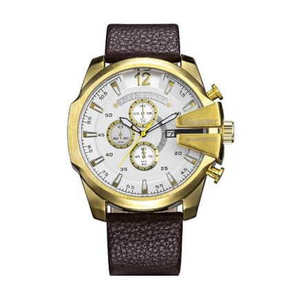 Vintage Militair Horloge voor Heren - Leren Bandje Kwarts Polshorloge Zwart