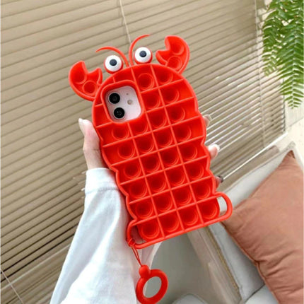 iPhone 11 Pro Pop It Hoesje - Silicone Bubble Toy Case Anti Stress Cover Kreeft Rood