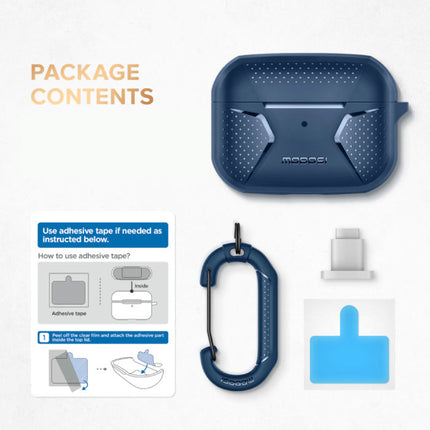 Shockproof Hoesje voor AirPods Pro met Karabijnhaak - AirPod Case Cover Skin - Blauw