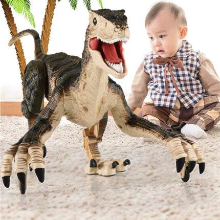 RC Velociraptor Dinosaurus met Afstandsbediening - Speelgoed Bestuurbaar Robot Zwart-Beige