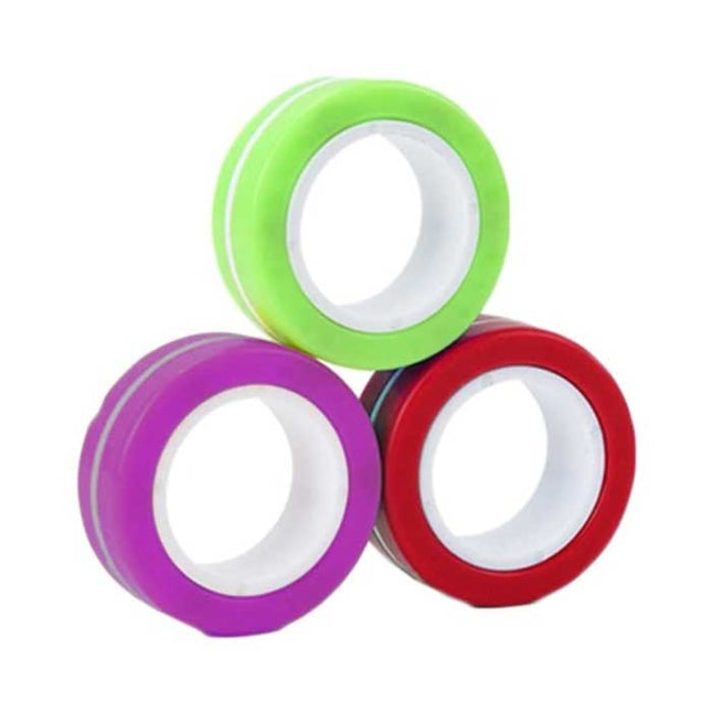 3-Pack Magnetische Ring Fidget Spinner - Anti Stress Hand Draaier Speelgoed Toy Paars-Groen-Rood